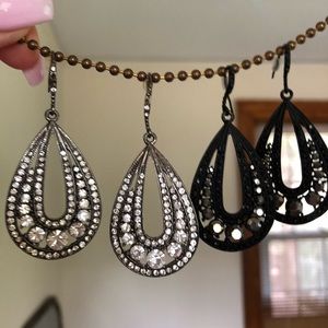 Costume CZ Earrings black and silver